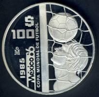 Mexikó 1985. 100P Ag "Mexikói Labdarúgó VB-fejelő kapus" T:PP Tanúsítvánnyal!
