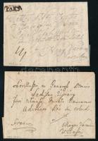 1831-1834 2 db levél, az egyik piros, a másik barna PAKS bélyegzéssel. Aggódó anya érdekes levelei. (Rompes 40 + 60 p)