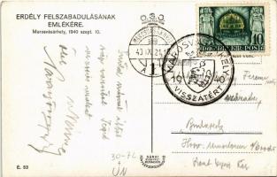 1940 Marosvásárhely, Targu Mures; bevonulás, magyar és horogkeresztes zászlók / entry of the Hungari...