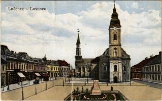 Losonc, Lucenec; Fő tér, templomok / main square, churches (fa)