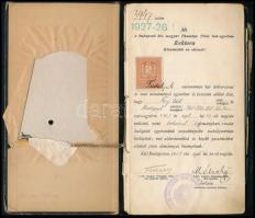 1927 Bp., a Kir. M. Pázmány Péter Tudományegyetem bölcsészettudományi karának leckekönyve Fray Edit hallgató részére, benne sok aláírással, többek közt Cholnoky Jenő (1870-1950), Domanovszky Sándor (1877-1955), Hóman Bálint (1885-1951), Szekfű Gyula (1883-1955), Pauler Ákos (1876-1933), stb.