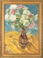 Vincze Győző (1925-2001): Virágcsendélet. Olaj, farost, jelzett, 70×50 cm