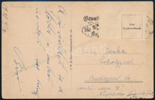 1931 Bíró Mihály (1886-1948) festő, grafikus autográf sorai és aláírása Berlinből hazaküldött képeslapon