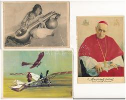 3 db modern képeslap: Mindszenty József, Kolibri és Albatrosz repülőgép, indiai zene