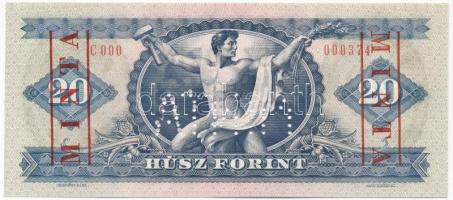 1980. 20Ft piros "MINTA" felülnyomással és perforációval, "C000 000374" sorszámm...