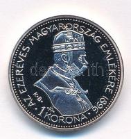 DN "Magyarok Kincstára - Millenium 1 korona" ezüstözött rézötvözet utánveret tanúsítvánnya...