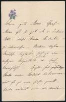 cca 1890 Kézzel írt, német nyelvű levél, virágos fejléccel