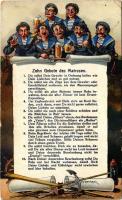 1915 Zehn Gebote des Matrosen / Ten commandments of the mariners. K.u.K. Kriegsmarine, mariners humorous art postcard. C. Fano Pola Nr. 13. s: Ed. Dworak (EK) + K.u.K. Kriegsmarine SMS Prinz Eugen
