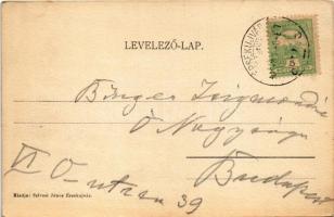 Érsekújvár, Nové Zámky; Muzsikus cigányok a pályaudvaron, vasútállomás. Szivesi János kiadása / Bahn...