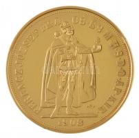 DN "Magyarok Kincstára - Ferenc József, 100 korona, 1908" aranyozott rézötvözet utánveret ...