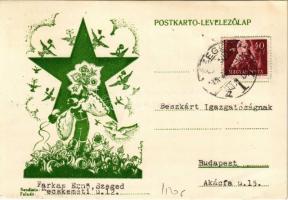 1948 Eszperantó művészlap / Esperanto art postcard (lyukak / pinholes)