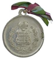 1867. "A Buda-Pesti koronázás emlékéül" kétoldalas ón(?) emlékzseton szalagon (22mm) T:2-,...