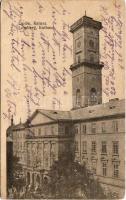 1915 Lviv, Lwów, Lemberg; Ratusz / Rathaus / town hall + M. KIR. 200. HONVÉD KOMBINÁLT MENET-ÜTEG GAZDASÁGI HIVATALA (EK)