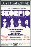 1973 Skorpió koncert az Egyetemi Színpadon, plakát, szép állapotban, 23×15 cm