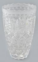 Dúsan csiszolt ólomkristály váza, hibátlan, m: 16 cm