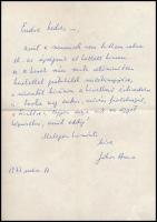 1977 Jókai Anna (1932-2017) írónő saját kézzel írt születésnapi gratuláló levele Marton Endre rendezőnek, eredeti borítékjában