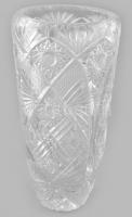 Dúsan csiszolt ólomkristály váza, hibátlan, m: 23,5 cm
