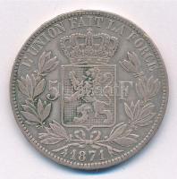 Belgium 1871. 5Fr Ag "II. Lipót" T:2-,3 ph. Belgium 1871. 5 Francs Ag "Leopold II&quo...
