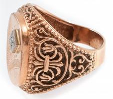 Arany (Au/14k) brilles (cca. 0,05 ct) pecsétgyűrű, jelzett, m: 62, bruttó: 11,24g