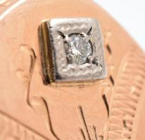 Arany (Au/14k) brilles (cca. 0,05 ct) pecsétgyűrű, jelzett, m: 62, bruttó: 11,24g