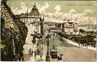 1907 Budapest I. Tabán, Döbrentei tér, villamos. Divald Károly 1182-1907. (EK)