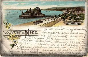 1898 (Vorläufer) Nice, Nizza; Promenade des Anglais. Briquet u. Fils Editeurs. Art Nouveau, floral, litho (EK)