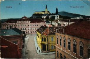 1916 Nyitra, Nitra; Megyeház utca, Hitel Bank / County hall, street, credit bank (EK)