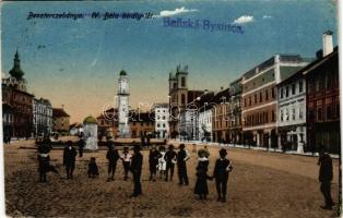 1920 Besztercebánya, Banská Bystrica; IV. Béla király tér, üzletek / square, shops (EK)