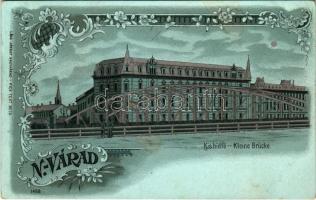 1907 Nagyvárad, Oradea; Kis hídfő. Láng József kiadása / Kleine Brücke / small bridge. Art Nouveau, floral, litho (Rb)