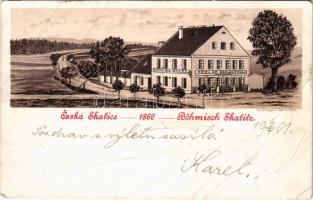 1901 Ceská Skalice, Böhmisch Skalitz; Hotel am Schlachtfejd / Hotel na Bojisti / hotel. Lit. F. Hoblik. litho (fa)