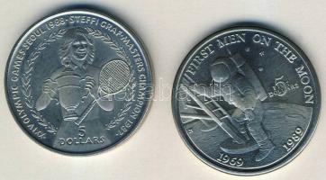 Marshall-szigetek 1989. 5$ "Első ember a Holdon" T:BU + Niue 1988. 5$ "Steffi Graf&qu...