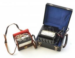 EMKSz Bp. 180 és 121 ÜDL típusú fénymérő készülékek, 1960-as évek, eredeti tokjukban, 22x20x10 cm és 13x11x9 cm / Vintage Hungarian luxmeters (light meters), in original cases