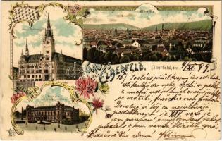 1899 (Vorläufer) Elberfeld (Wuppertal), Neues Rathaus, Stadthalle auf dem Johannisberg. Art Nouveau, floral, litho (Rb)