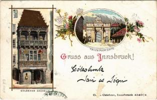 1899 (Vorläufer) Innsbruck (Tirol), Goldenes Dachel, Triumphporte. Art Nouveau, floral, litho (EB)