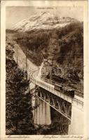 1928 Mariazellerbahn, Mariazeller Bahn; Erlaufklaus-Viadukt / railway bridge, viaduct, train (crease)