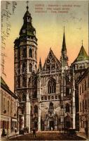 1922 Kassa, Kosice; Dóm nyugati portál, üzlet / cathedral, shop (ázott / wet damage)