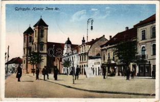 1928 Gyöngyös, Hanisz Imre tér, üzletek. Danderer tőzsde kiadása (EB)