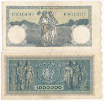Románia 1946. 100.000L + 1947. 1.000.000L T:III 
Romania 1946. 100.000 Lei + 1947. 1.000.000 Lei C:...