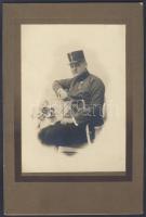 1915 Katonatiszt (báró Unger Béla?) keményhátú fotója / Photo of a soldier 14x21 cm
