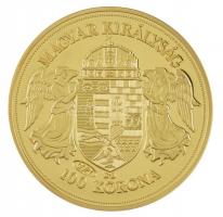 DN "Történelmi aranypénzek - 1908. 100K / Ferenc József" aranyozott Cu-Ni emlékérem "...