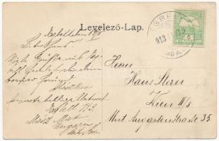 1913 Egbell, Gbely; Római katolikus templom és iskola, Gyógyszertár, Községháza, utcakép / Catholic ...