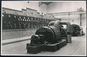 1930 A selypi cukorgyár erőtelepe a korszerűsítéskor, Sztanek E. pásztói fényképész fotója, hátoldalon feliratozva, 9×13,5 cm