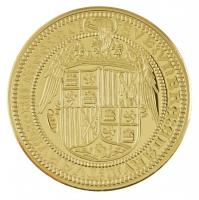 DN "Történelmi aranypénzek - Ferdinánd és Izabella 1479-1504" aranyozott Cu-Ni utánveret &...
