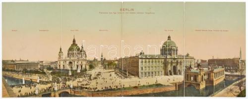 1906 Berlin, panorama von Kgl. Schloss und dessen nächster Umgebung. 4-tiled folding panoramacard (bent til broken)