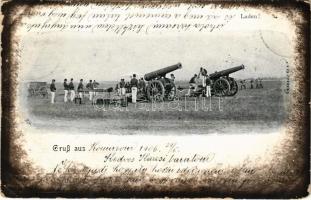 1906 Komárom, Komárnó; Laden! / Cs. és kir. katonák tüzérgyakorlat közben / K.u.K. military artillery training (EK)