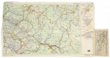 cca 1930 Kárpátalja autós térképe borítóval 77x47 cm