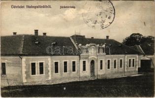 1921 Stubnyafürdő, Túróchévíz, Stubnianske Teplice, Turcianske Teplice; Járásbíróság. hegedűs J. fényképész kiadása / county court (szakadás / tear)