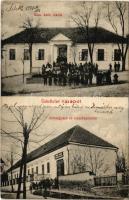 1907 Karád (Somogy), Római katolikus iskola, községháza, takarékpénztár. Wolf Adolf kiadása (EK)