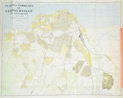 1959 Republique du Congo, Plan des communes de Leopoldville et environs / Kongó, Leopoldville és környékének térképe, 1 : 20.000, hajtva, 99x82 cm