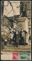 1949 A new-yorki Kossuth szobor fényképe képeslapon eszperantó nyelven megírva Magyarországra